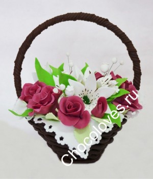 Шоколадный букет бордовых роз