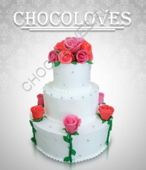 Свадебный торт "Цветы любви 2"