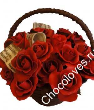 Шоколадный букет красных роз