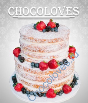 Двухъярусный свадебный торт с лесными ягодами